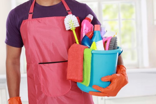Customer raising a complaint with a cleaning company representative