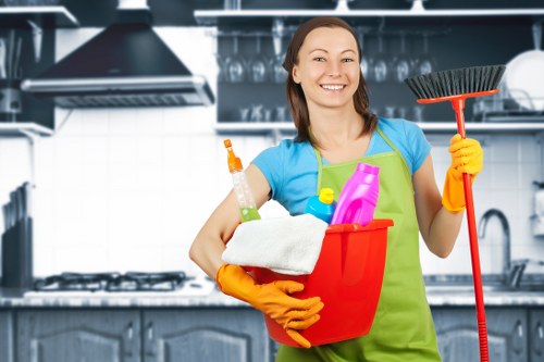 Technician processing secure payment after cleaning