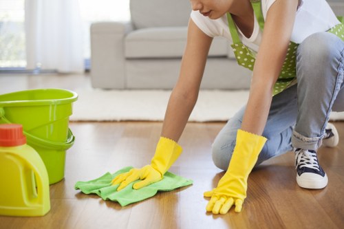 Satisfied client reviewing cleared and cleaned home